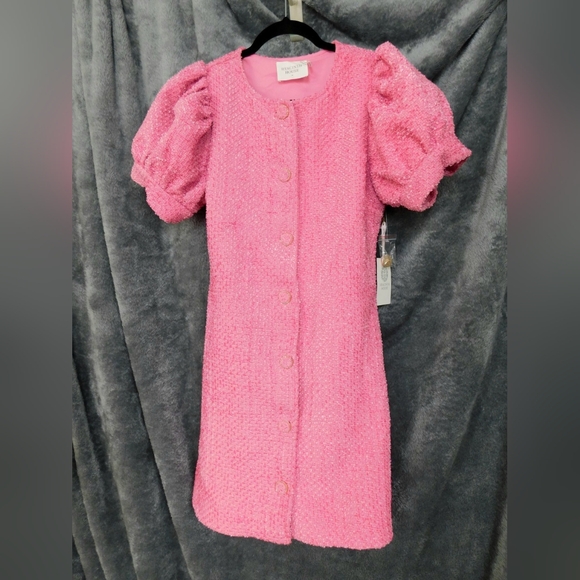 NWT Hyacinth House Tweed Kit Mini Dress Size Medium in Pink Color by Tuckernuck - Picture 8 of 15
